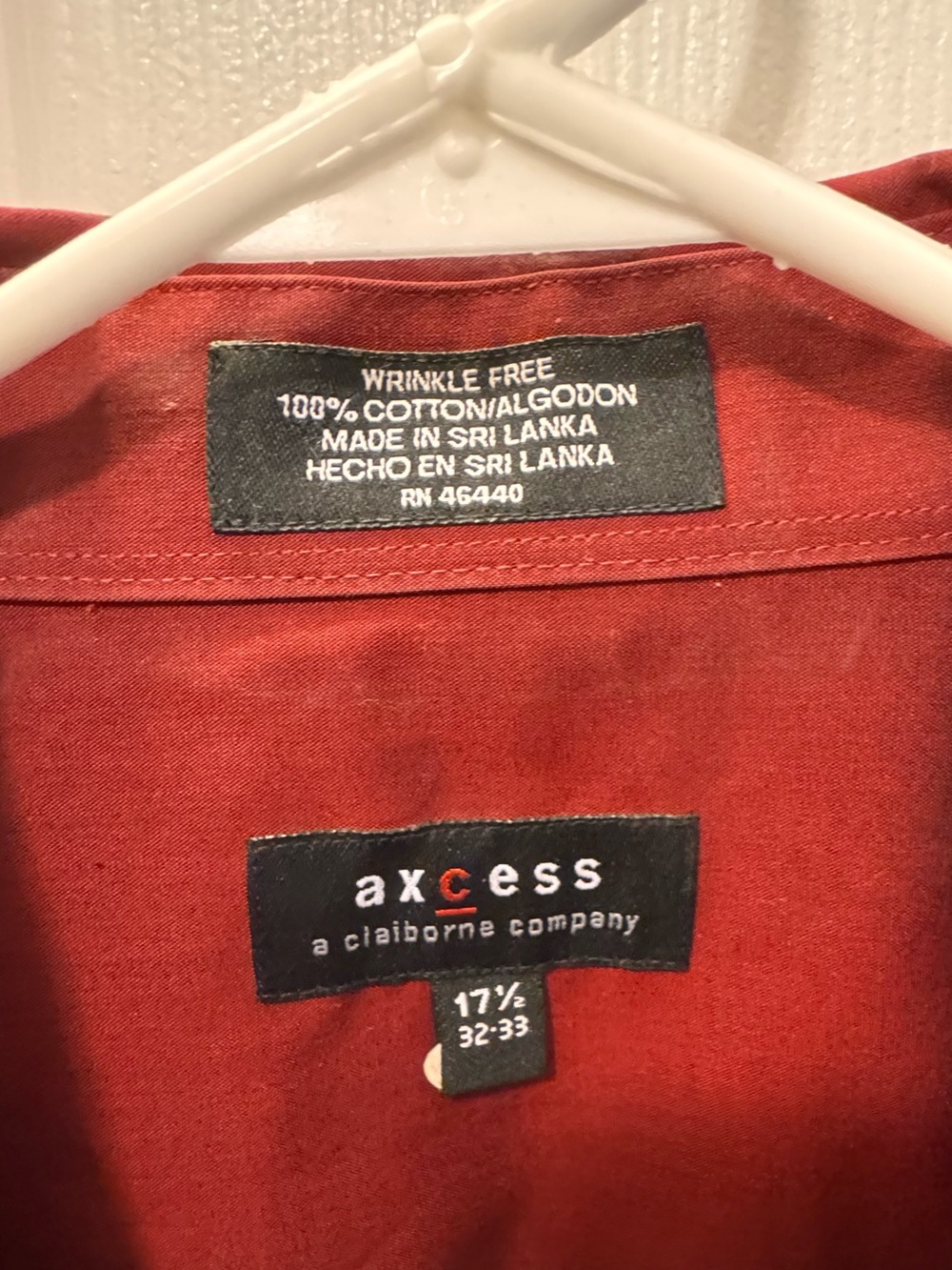 Axcess Men's Long-Sleeve Button-Up Shirt in Deep Red. Size-XL - Picture 4 of 4